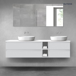 Oltens Vernal zestaw mebli łazienkowych 180 cm z blatem szary mat/biały połysk 68639700