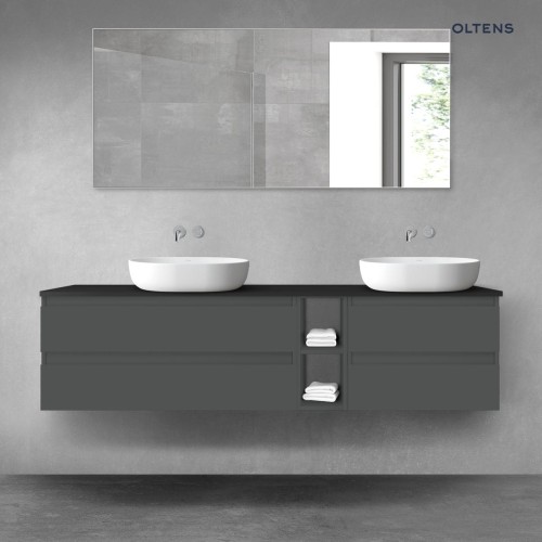 Oltens Vernal zestaw mebli łazienkowych 180 cm z blatem grafitowy mat/czarny mat 68640400