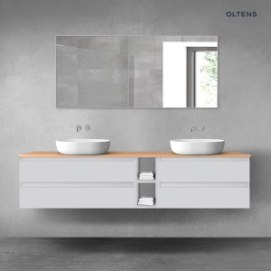 Oltens Vernal zestaw mebli łazienkowych 200 cm z blatem szary mat/dąb 68642700