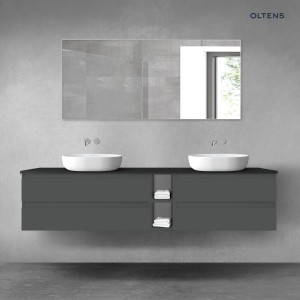 Oltens Vernal zestaw mebli łazienkowych 200 cm z blatem grafitowy mat/czarny mat 68644400