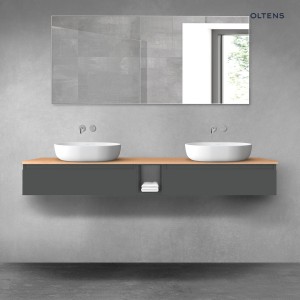 Oltens Vernal zestaw mebli łazienkowych 180 cm z blatem grafitowy mat/dąb 68650400
