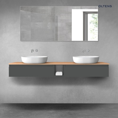 Oltens Vernal zestaw mebli łazienkowych 180 cm z blatem grafitowy mat/dąb 68650400