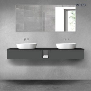 Oltens Vernal zestaw mebli łazienkowych 180 cm z blatem grafit mat/czarny mat 68652400