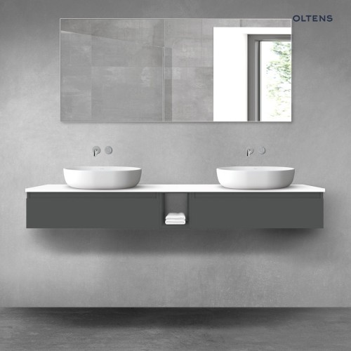 Oltens Vernal zestaw mebli łazienkowych 180 cm z blatem grafit mat/dąb 68651400