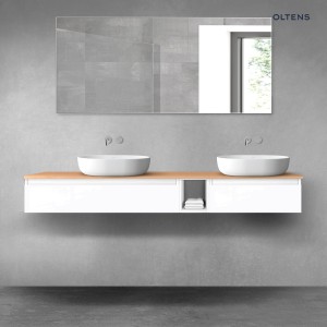 Oltens Vernal zestaw mebli łazienkowych 180 cm z blatem biały połysk/dąb 68658000