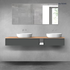 Oltens Vernal zestaw mebli łazienkowych 180 cm z blatem grafit mat/dąb 68658400