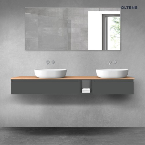 Oltens Vernal zestaw mebli łazienkowych 180 cm z blatem grafit mat/dąb 68658400