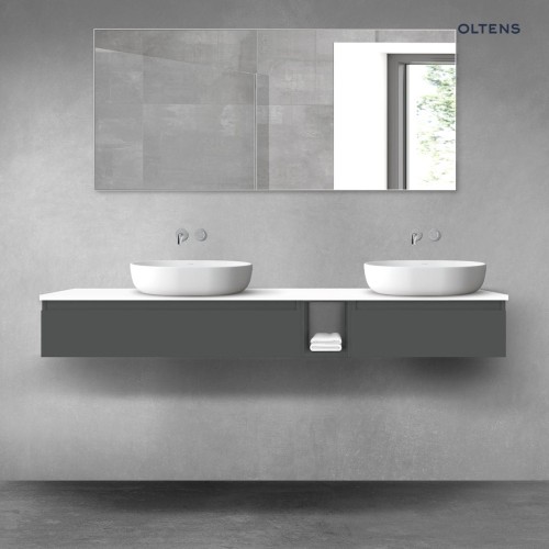 Oltens Vernal zestaw mebli łazienkowych 180 cm z blatem grafit mat/biały połysk 68659400