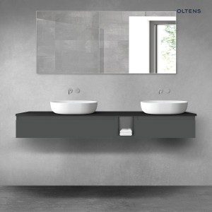 Oltens Vernal zestaw mebli łazienkowych 180 cm z blatem grafit mat/czarny mat 68660400