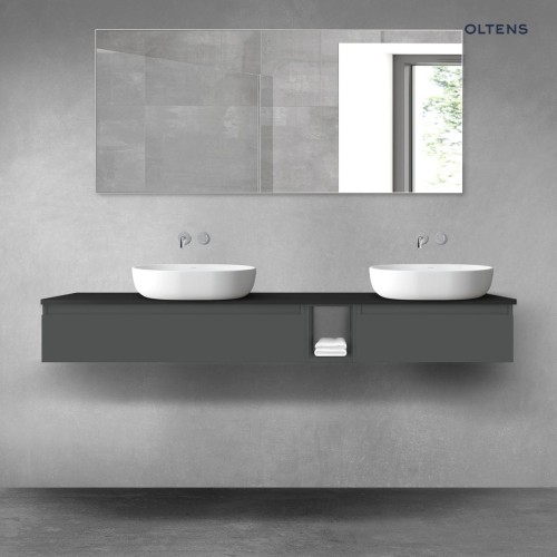 Oltens Vernal zestaw mebli łazienkowych 180 cm z blatem grafit mat/czarny mat 68660400