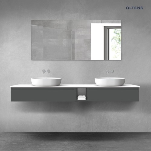 Oltens Vernal zestaw mebli łazienkowych 200 cm z blatem grafit mat/dąb 68663400