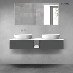 Oltens Vernal zestaw mebli łazienkowych 140 cm z blatem grafit mat/biały połysk 68647400