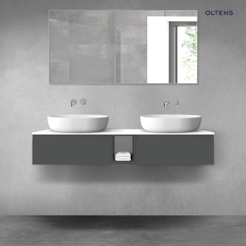 Oltens Vernal zestaw mebli łazienkowych 140 cm z blatem grafit mat/biały połysk 68647400