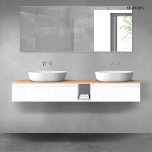 Oltens Vernal zestaw mebli łazienkowych 160 cm z blatem biały połysk/dąb 68654000