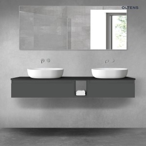 Oltens Vernal zestaw mebli łazienkowych 160 cm z blatem grafit mat/czarny mat 68656400