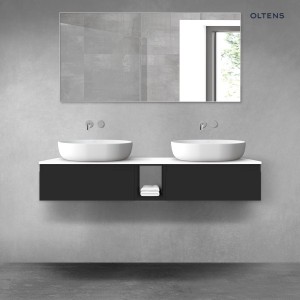 Oltens Vernal zestaw mebli łazienkowych 140 cm z blatem grafit mat/biały połysk 68647300