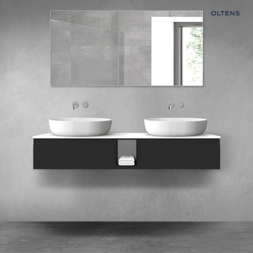 Oltens Vernal zestaw mebli łazienkowych 140 cm z blatem grafit mat/biały połysk 68647300