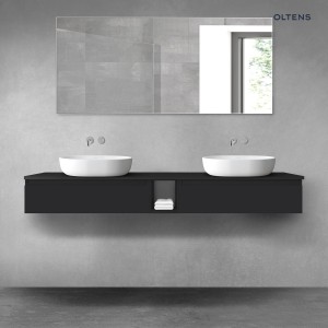 Oltens Vernal zestaw mebli łazienkowych 180 cm z blatem czarny mat 68649300