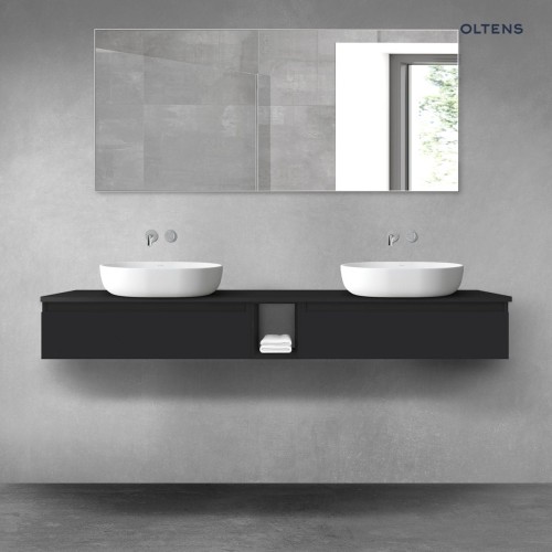 Oltens Vernal zestaw mebli łazienkowych 180 cm z blatem czarny mat 68649300