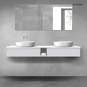 Oltens Vernal zestaw mebli łazienkowych 180 cm z blatem szary mat/biały połysk 68651700