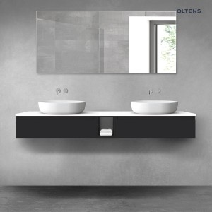 Oltens Vernal zestaw mebli łazienkowych 180 cm z blatem czarny mat/biały połysk 68651300
