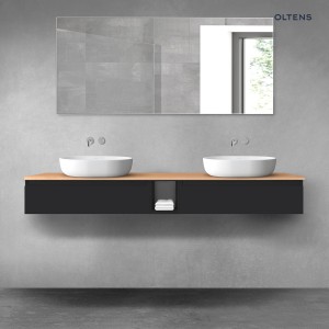 Oltens Vernal zestaw mebli łazienkowych 180 cm z blatem czarny mat/dąb 68650300