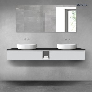 Oltens Vernal zestaw mebli łazienkowych 180 cm z blatem szary mat/czarny mat 68652700