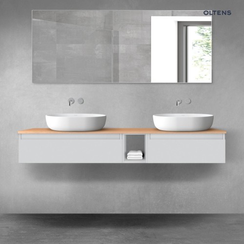 Oltens Vernal zestaw mebli łazienkowych 160 cm z blatem szary mat/dąb 68654700