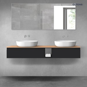 Oltens Vernal zestaw mebli łazienkowych 160 cm z blatem czarny mat/dąb 68654300
