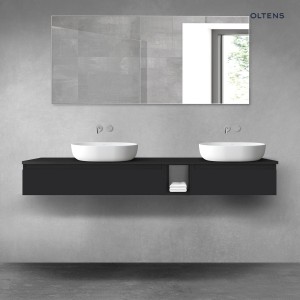 Oltens Vernal zestaw mebli łazienkowych 180 cm z blatem czarny mat 68657300