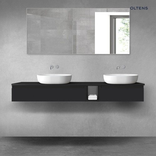 Oltens Vernal zestaw mebli łazienkowych 180 cm z blatem czarny mat 68657300