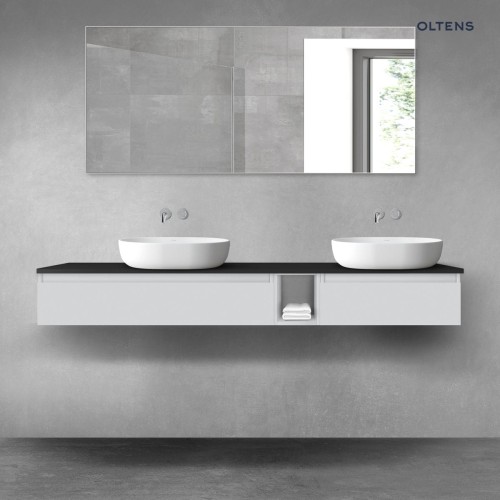 Oltens Vernal zestaw mebli łazienkowych 180 cm z blatem szary mat/czarny mat 68660700