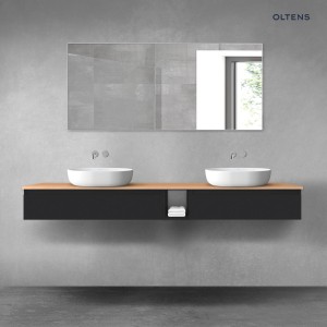 Oltens Vernal zestaw mebli łazienkowych 200 cm z blatem czarny mat/dąb 68662300
