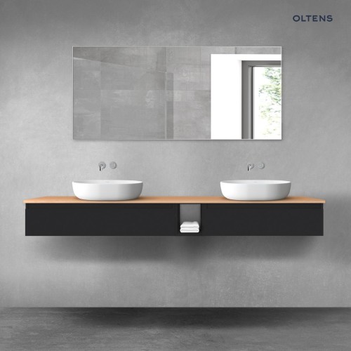 Oltens Vernal zestaw mebli łazienkowych 200 cm z blatem czarny mat/dąb 68662300