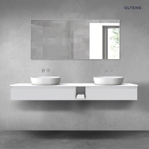 Oltens Vernal zestaw mebli łazienkowych 200 cm z blatem szary mat/biały połysk 68663700
