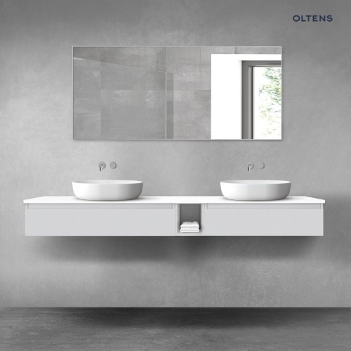 Oltens Vernal zestaw mebli łazienkowych 200 cm z blatem szary mat/biały połysk 68663700