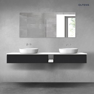 Oltens Vernal zestaw mebli łazienkowych 200 cm z blatem czarny mat/dąb 68663300