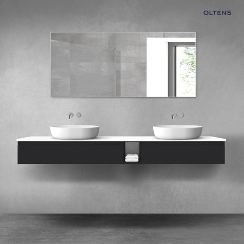 Oltens Vernal zestaw mebli łazienkowych 200 cm z blatem czarny mat/dąb 68663300
