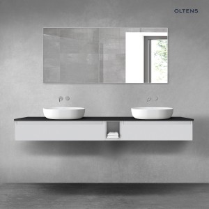 Oltens Vernal zestaw mebli łazienkowych 200 cm z blatem szary mat/czarny mat 68664700
