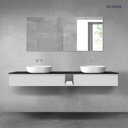 Oltens Vernal zestaw mebli łazienkowych 200 cm z blatem szary mat/czarny mat 68664700