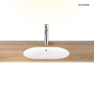 Oltens Gapa umywalka 56x41 cm podblatowa z powłoką z powłoką SmartClean owalna biała 40604000