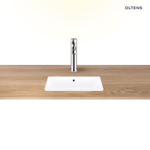 Oltens Drammen umywalka 48x36,5 cm podblatowa z powłoką SmartClean prostokątna biała 40606000