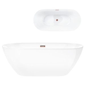 Wanna wolnostojąca Corsan OLVENA 150 x 76 cm Korek klik-klak Miedziany / Różowe Złoto