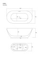 Wanna wolnostojąca Corsan OLVENA 150 x 76 cm Korek klik-klak Miedziany / Różowe Złoto