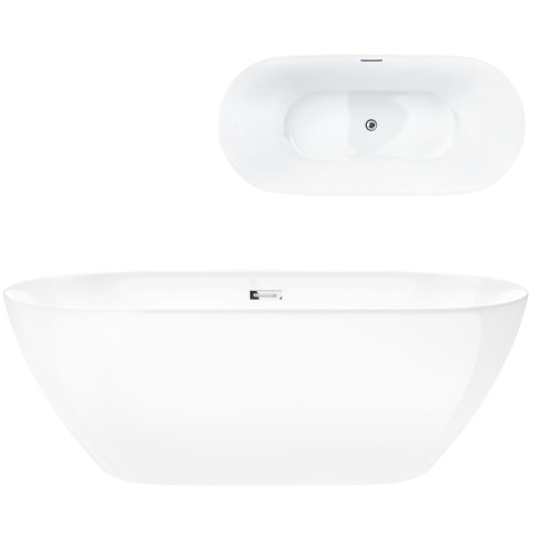 Wanna wolnostojąca Corsan OLVENA 170 x 75 cm Korek klik-klak Chrom