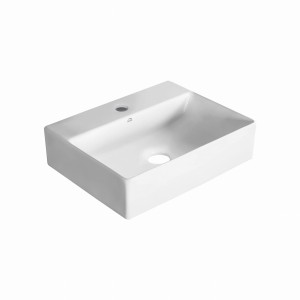 Kvadrato - umywalka nablatowa/ścienna ceramiczna z miejscem na baterię