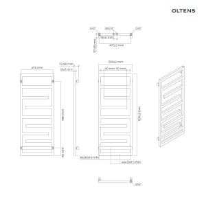 Oltens Flamma grzejnik łazienkowy 121x50 czarny mat 55015300