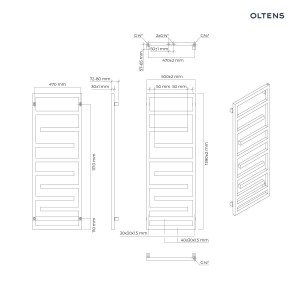Oltens Flamma grzejnik łazienkowy 139x50 czarny mat 55016300