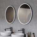 TONDO Lustro ze zmienną barwą LED okrągłe 700 mm, włącznik dotykowy i mata grzewcza, w ramie GunMetal