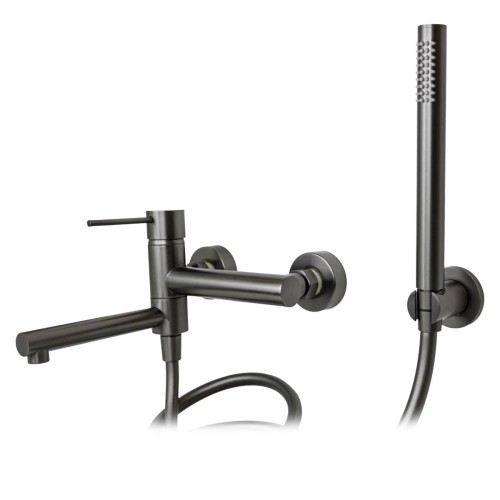 Bateria wannowa ścienna Corsan Lugo CMZ7541GM z zestawem natryskowym GunMetal
